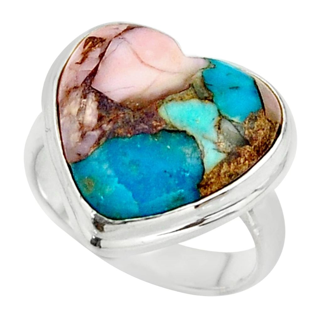 13.66cts natural blue opal in turquoise 925 sterling silver ring size 7.5 r42054