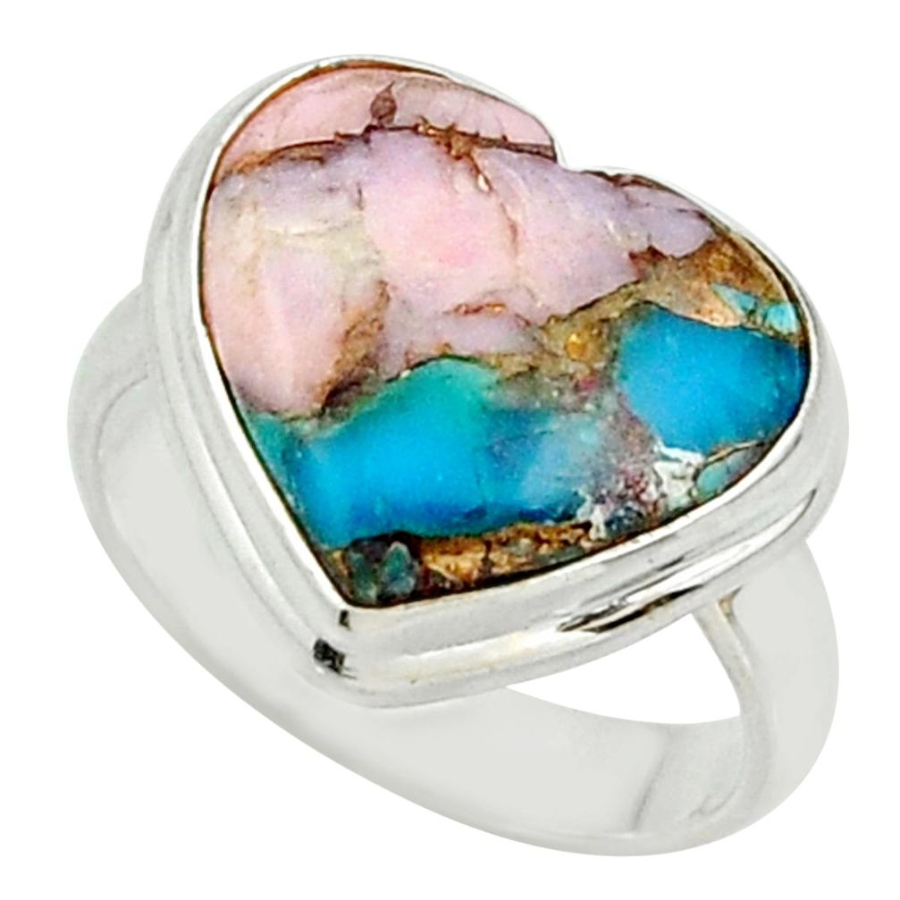 11.35cts natural blue opal in turquoise 925 sterling silver ring size 6.5 r42055
