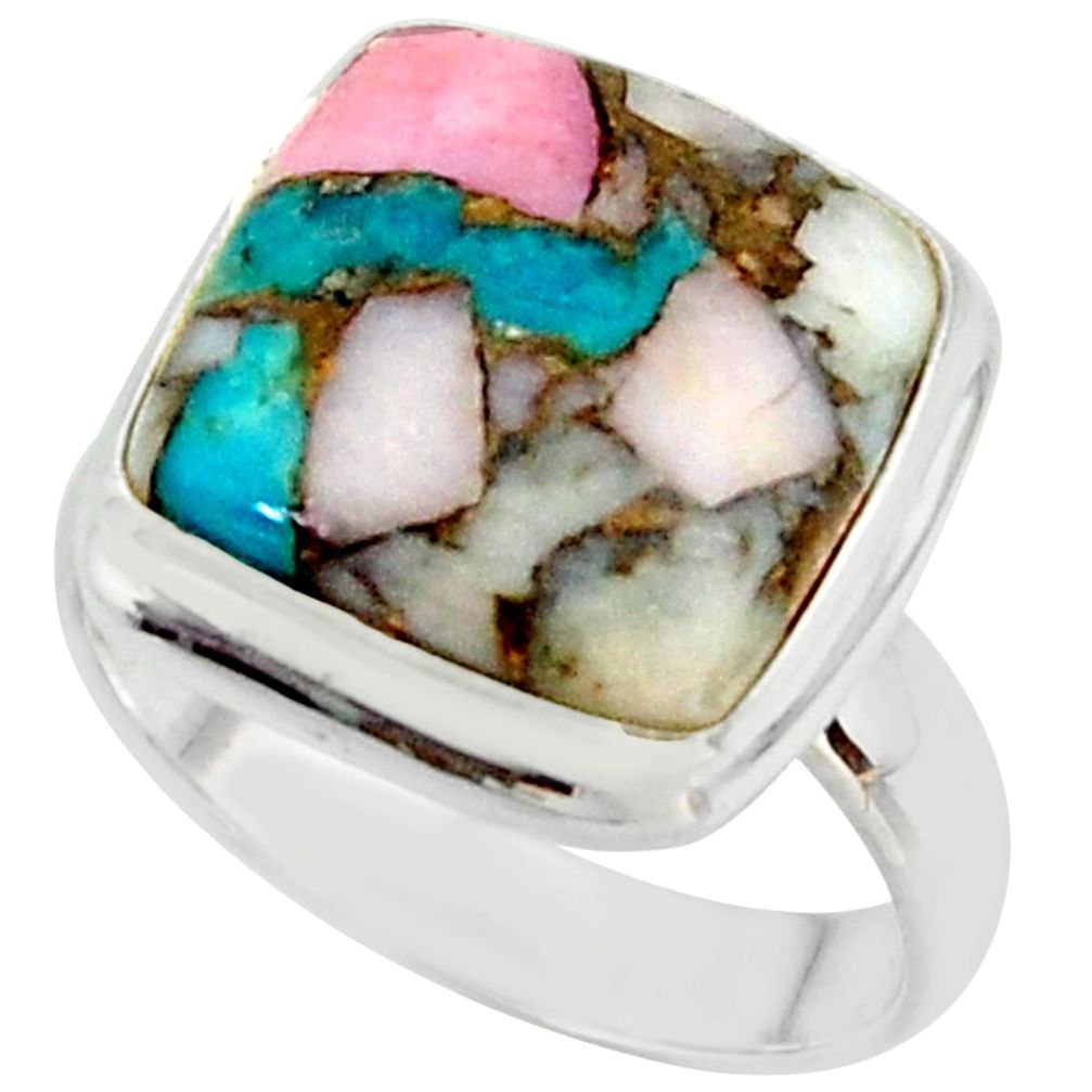 12.78cts natural blue opal in turquoise 925 sterling silver ring size 7.5 r42057