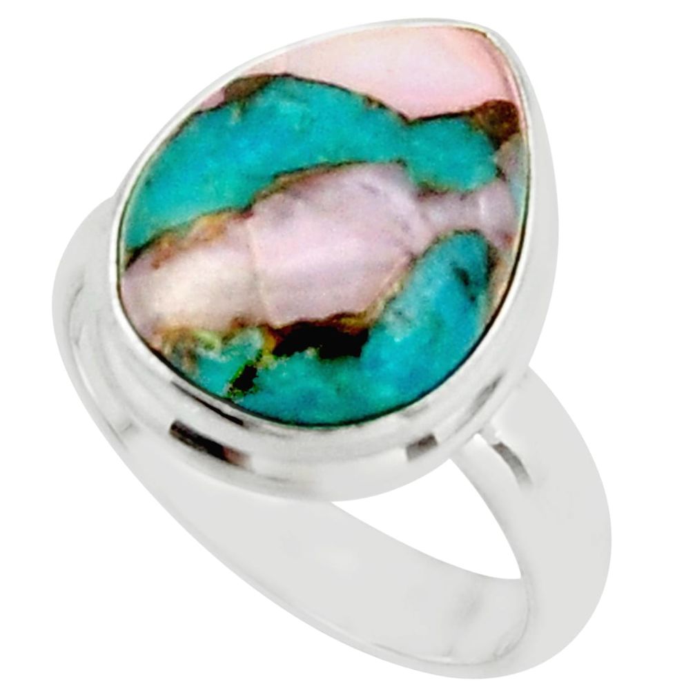 9.34cts natural blue opal in turquoise 925 sterling silver ring size 7 r42050