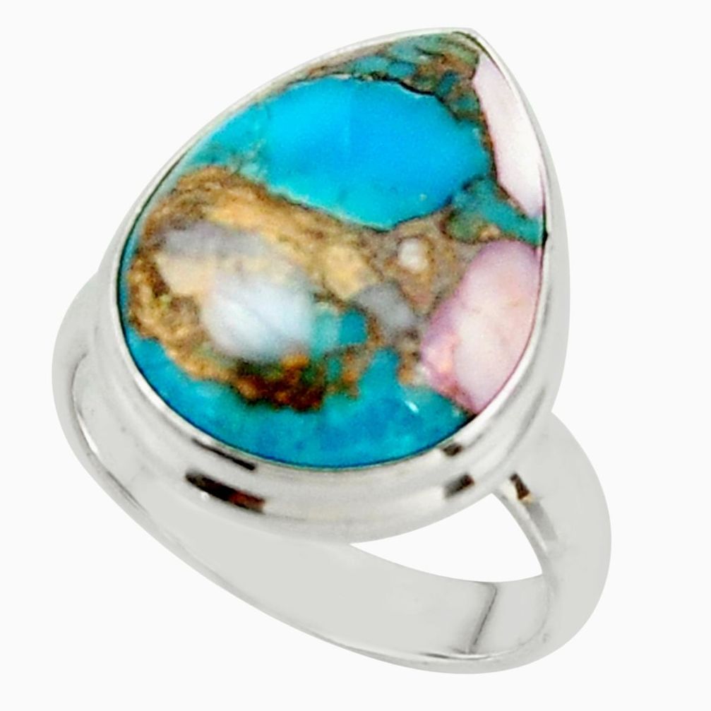 13.68cts natural blue opal in turquoise 925 sterling silver ring size 8 r42060