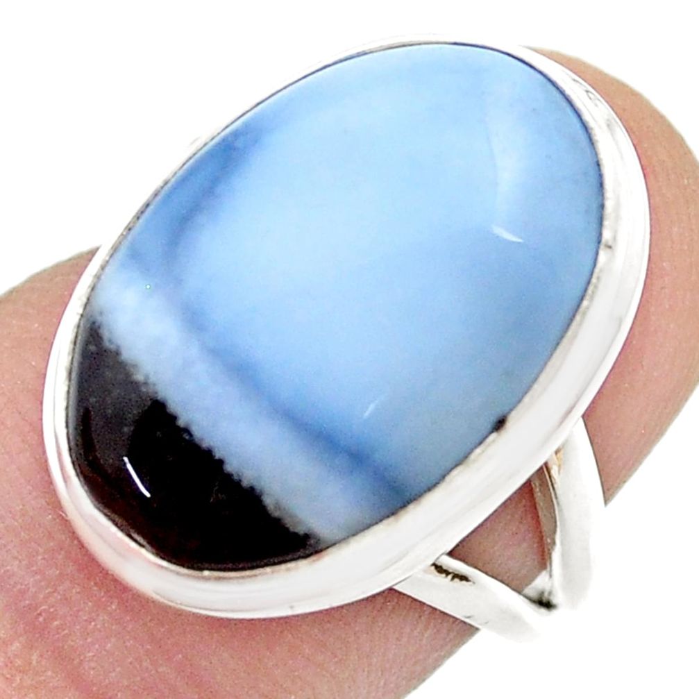 10.58cts natural blue owyhee opal 925 sterling silver ring size 6.5 u51885