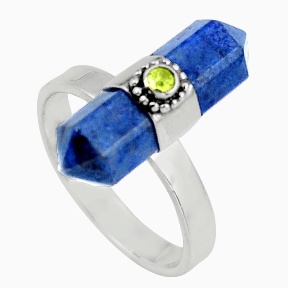 7.67cts natural blue owyhee opal peridot 925 sterling silver ring size 8 d39103
