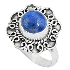 Clearance Sale- 3.01cts natural blue quartz palm stone 925 silver solitaire ring size 7.5 p63107