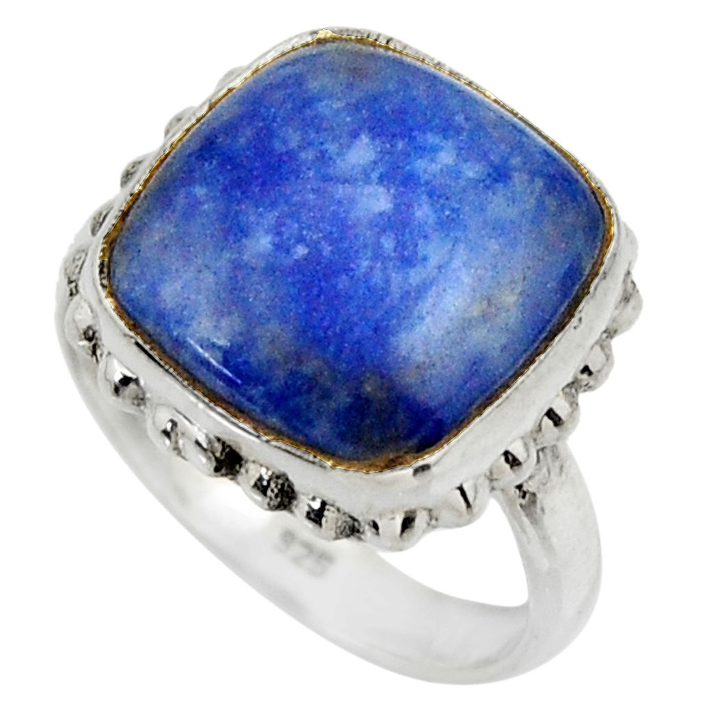 9.82cts natural blue quartz palm stone 925 silver solitaire ring size 7 r28619