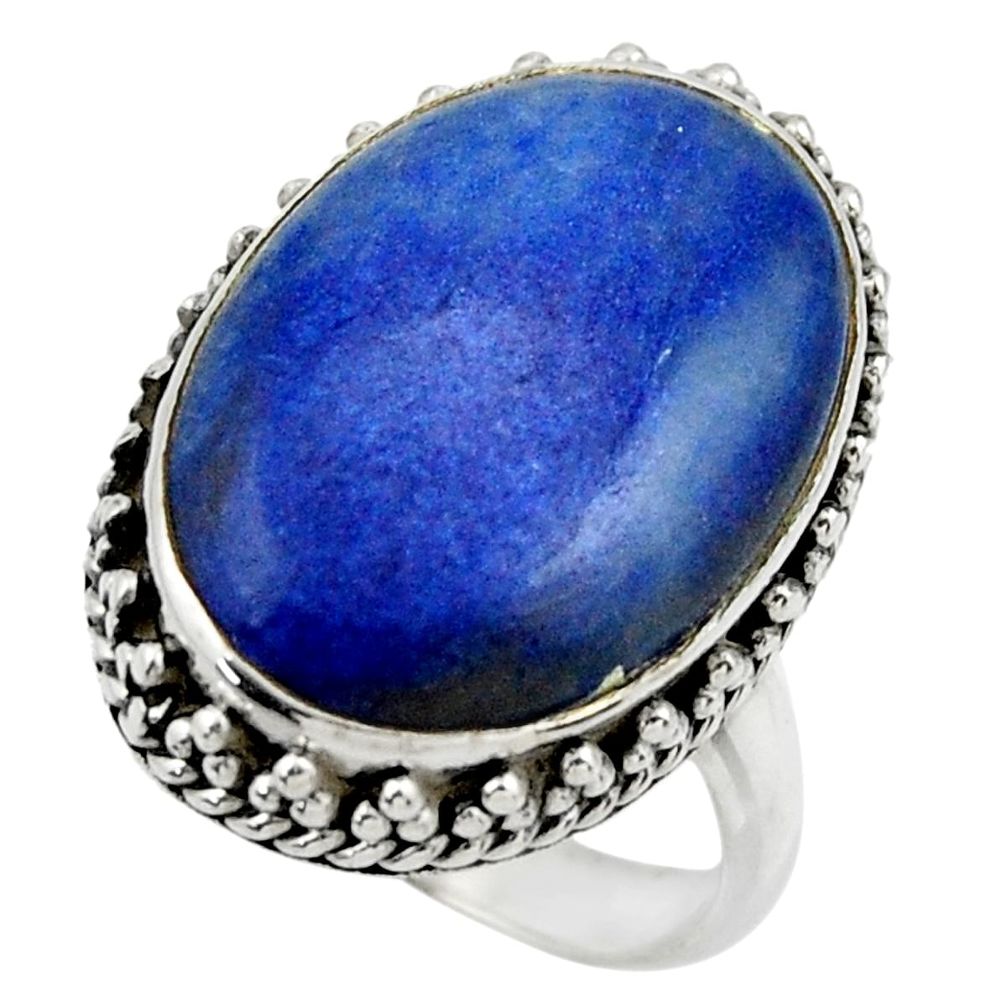 15.62cts natural blue quartz palm stone 925 silver solitaire ring size 8 r28610