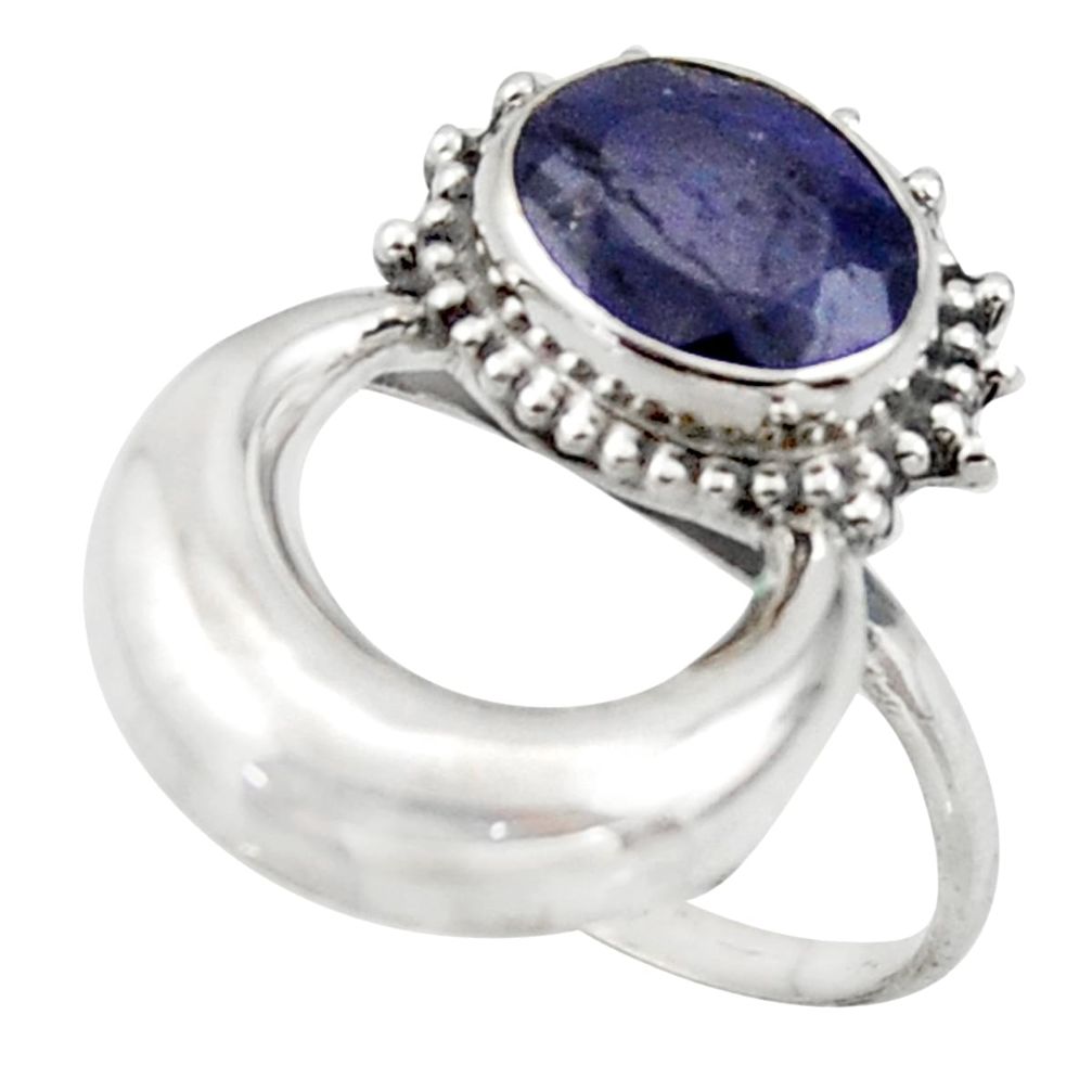 3.10cts natural blue sapphire 925 silver half moon ring jewelry size 8 r41608