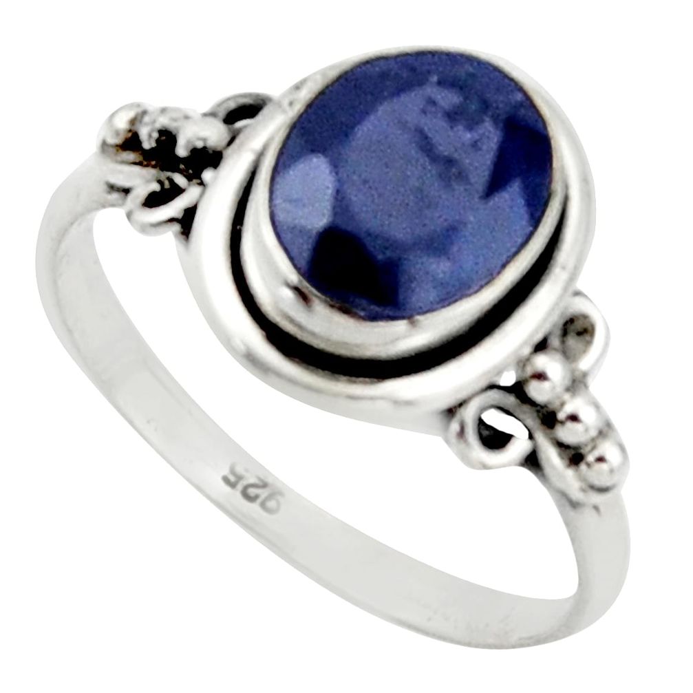 3.06cts natural blue sapphire 925 silver solitaire ring jewelry size 7.5 r41371
