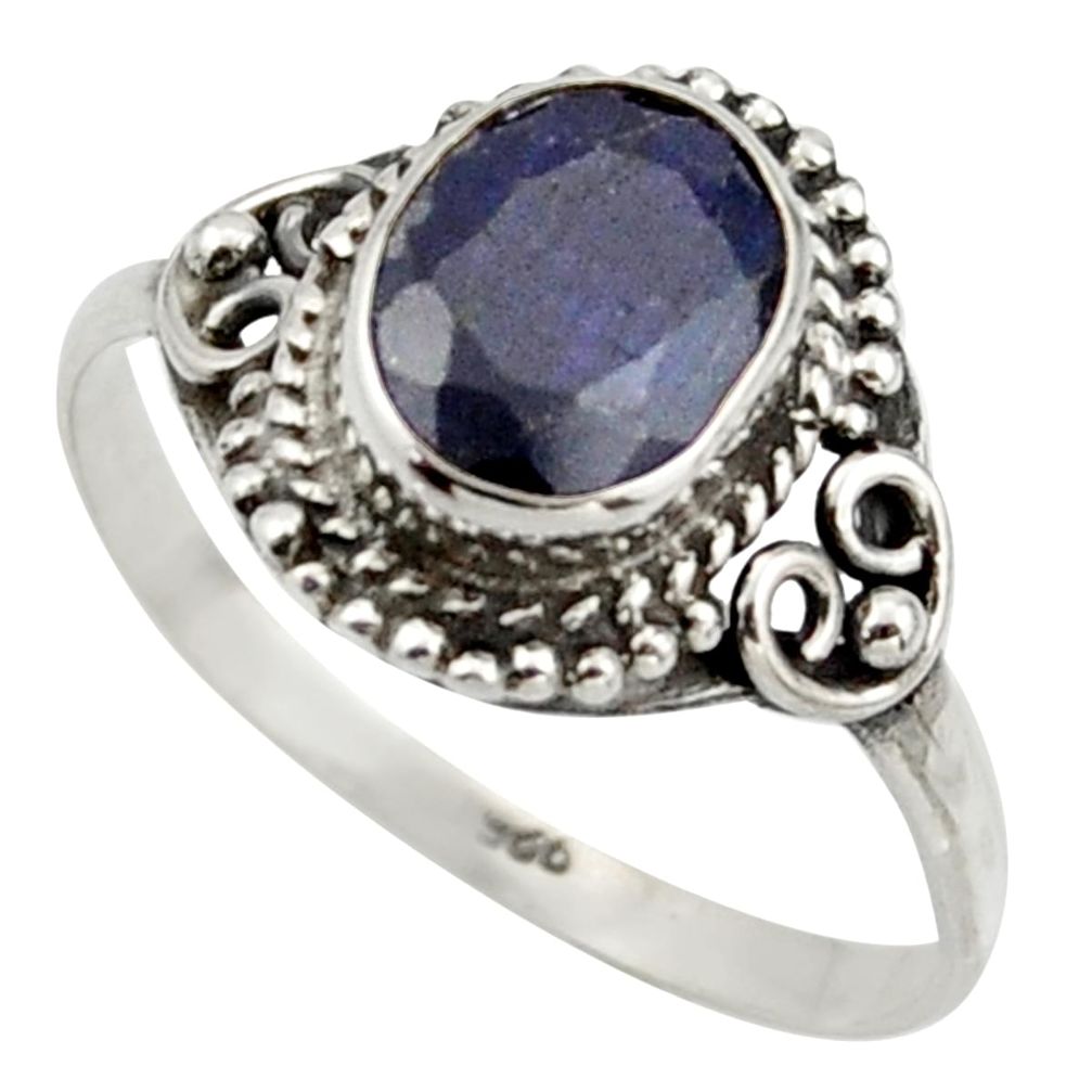 3.29cts natural blue sapphire 925 silver solitaire ring jewelry size 8.5 r41586