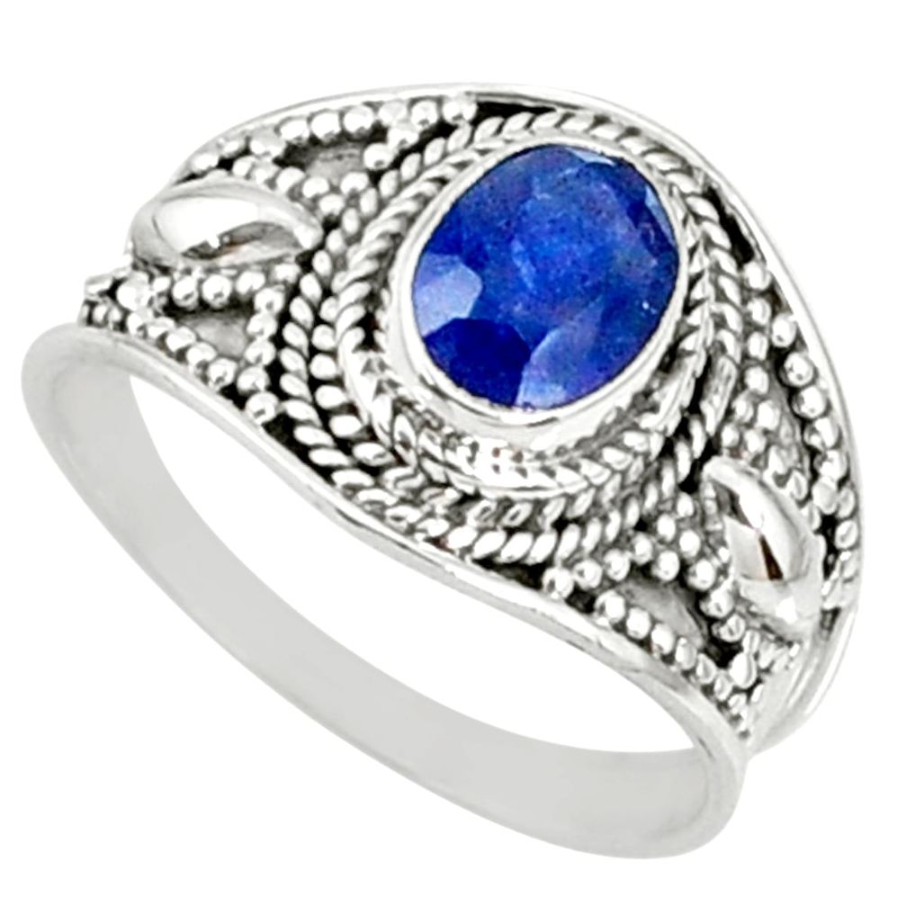 2.01cts natural blue sapphire 925 silver solitaire ring jewelry size 8.5 r69130