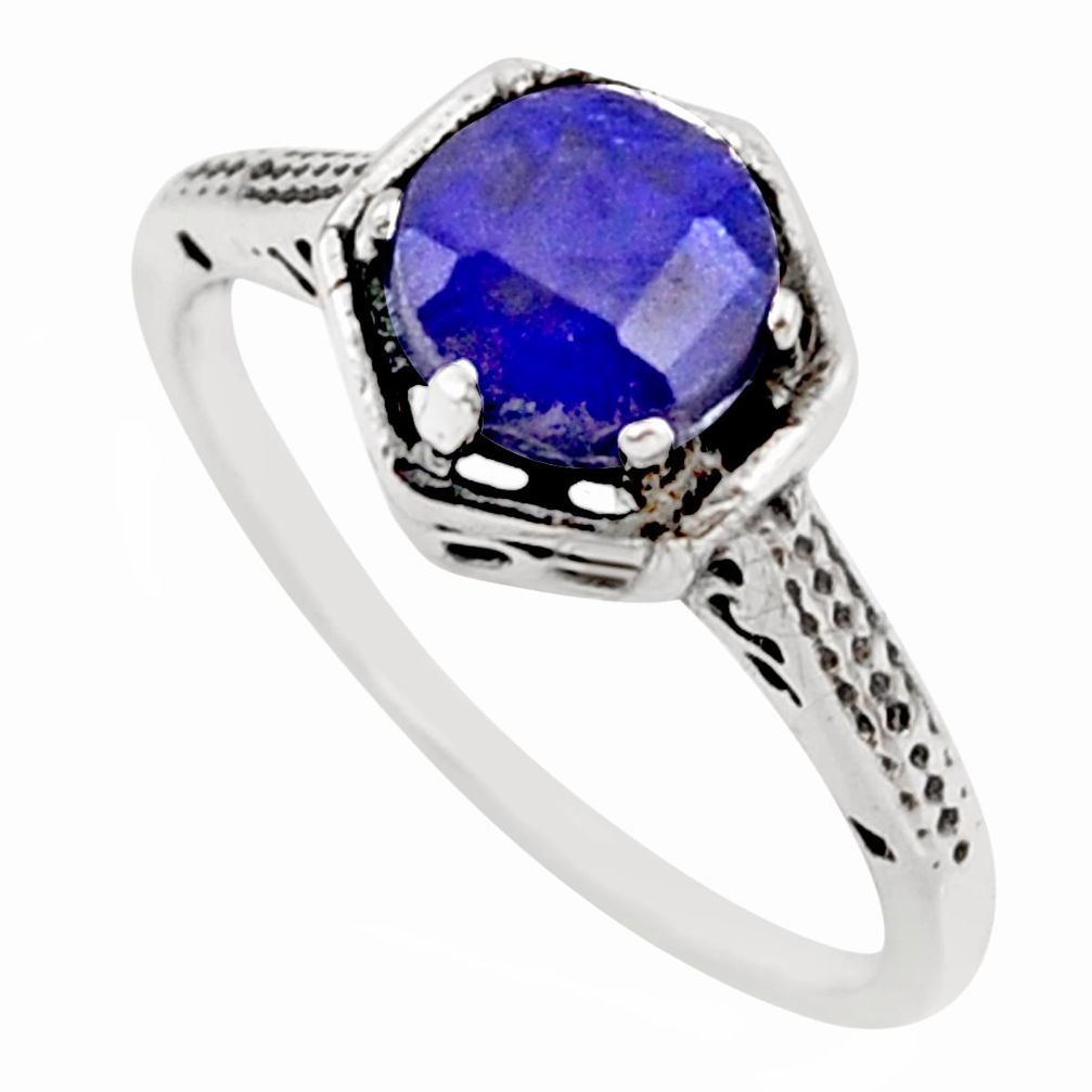 1.12cts natural blue sapphire 925 silver solitaire ring jewelry size 6 r35962