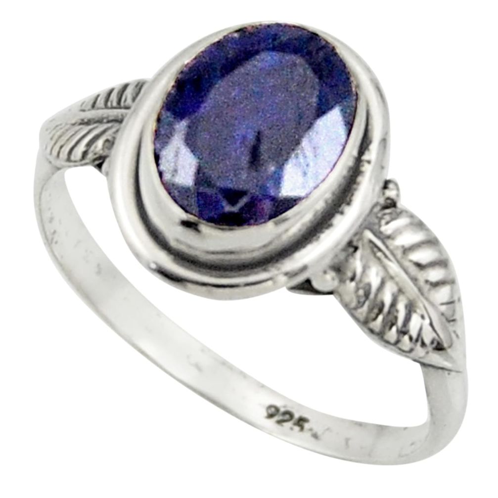 3.06cts natural blue sapphire 925 silver solitaire ring jewelry size 8 r41509