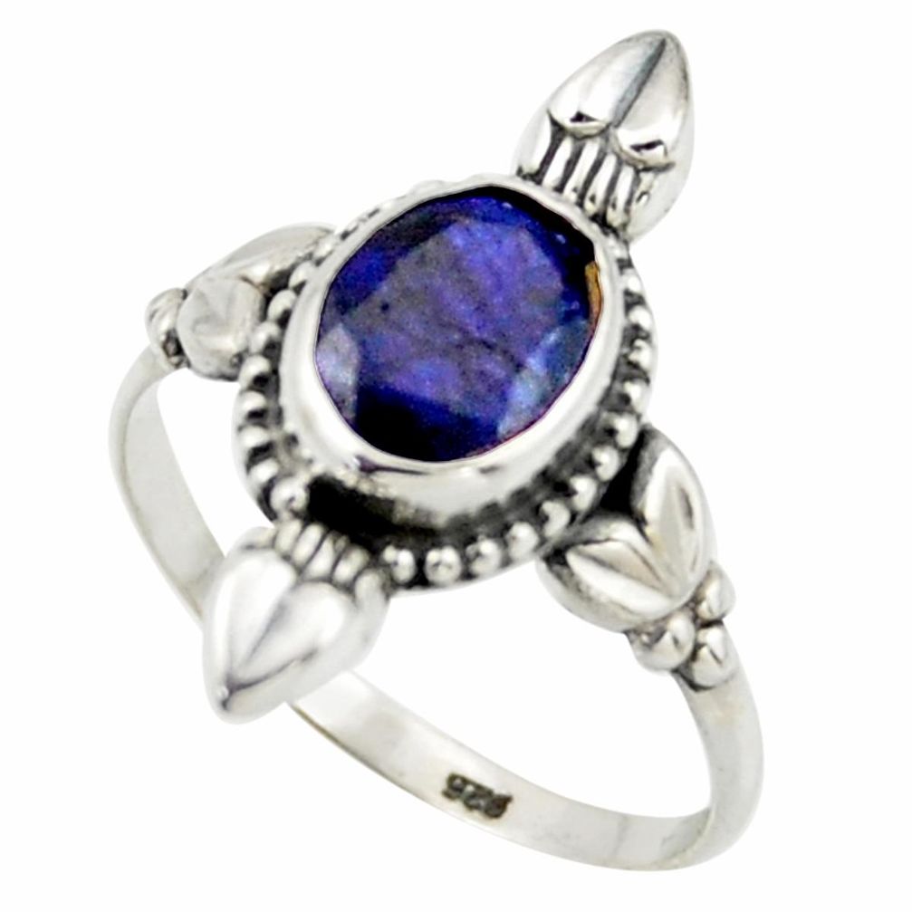 2.92cts natural blue sapphire 925 silver solitaire ring jewelry size 9 r41427