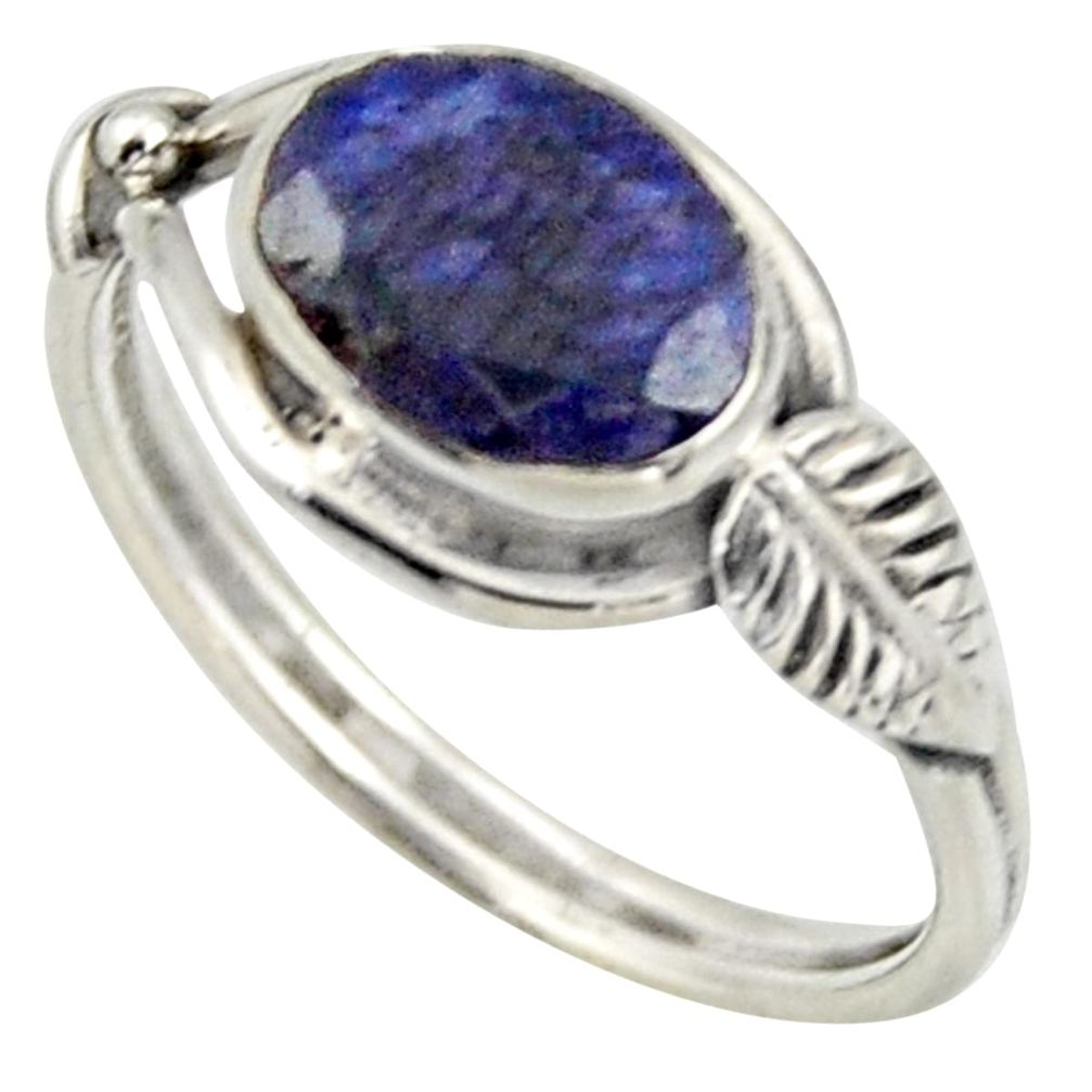 3.29cts natural blue sapphire 925 silver solitaire ring jewelry size 9 r41525