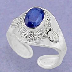1.51cts natural blue sapphire 925 sterling silver adjustable ring size 6 t88155
