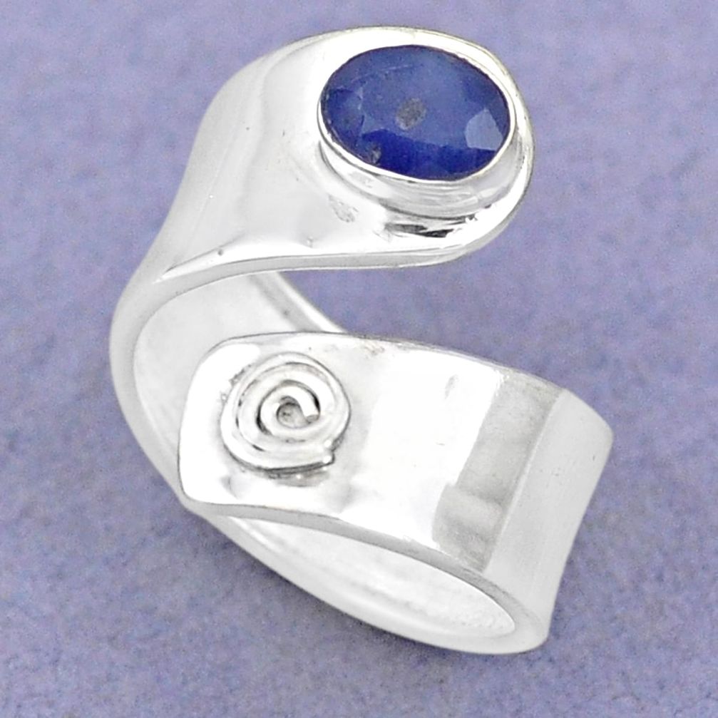 1.45cts natural blue sapphire 925 sterling silver adjustable ring size 7 t88095