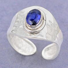 1.46cts natural blue sapphire 925 sterling silver adjustable ring size 8 t88167