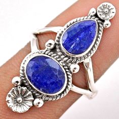 6.86cts natural blue sapphire 925 sterling silver flower ring size 8 t86527