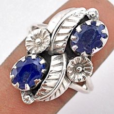 4.07cts natural blue sapphire 925 sterling silver flower ring size 8.5 t86577
