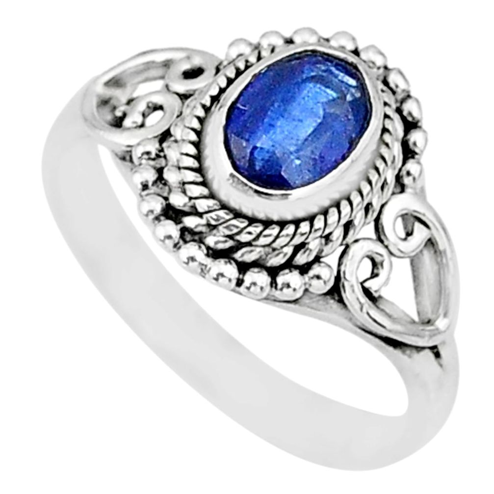 1.46cts natural blue sapphire 925 sterling silver ring jewelry size 7 r90043