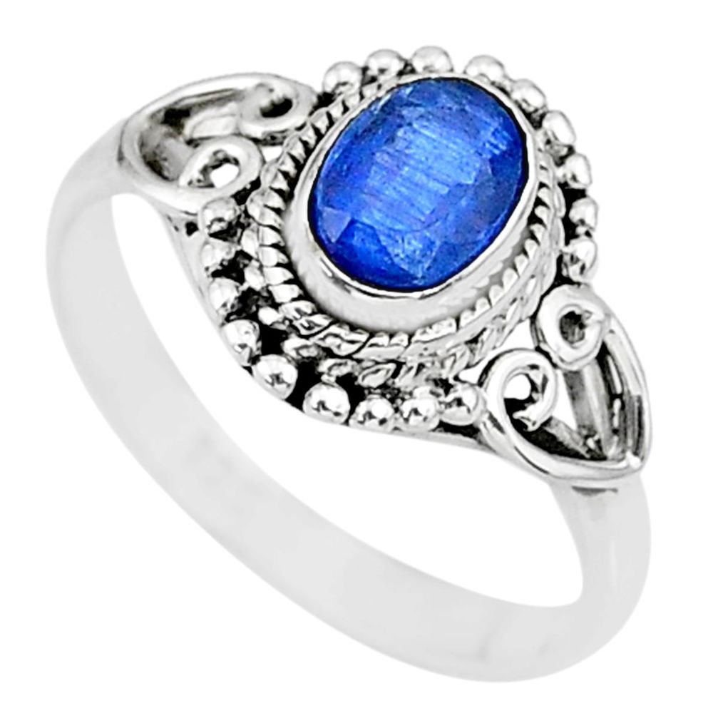 1.51cts natural blue sapphire 925 sterling silver ring jewelry size 8 r90046