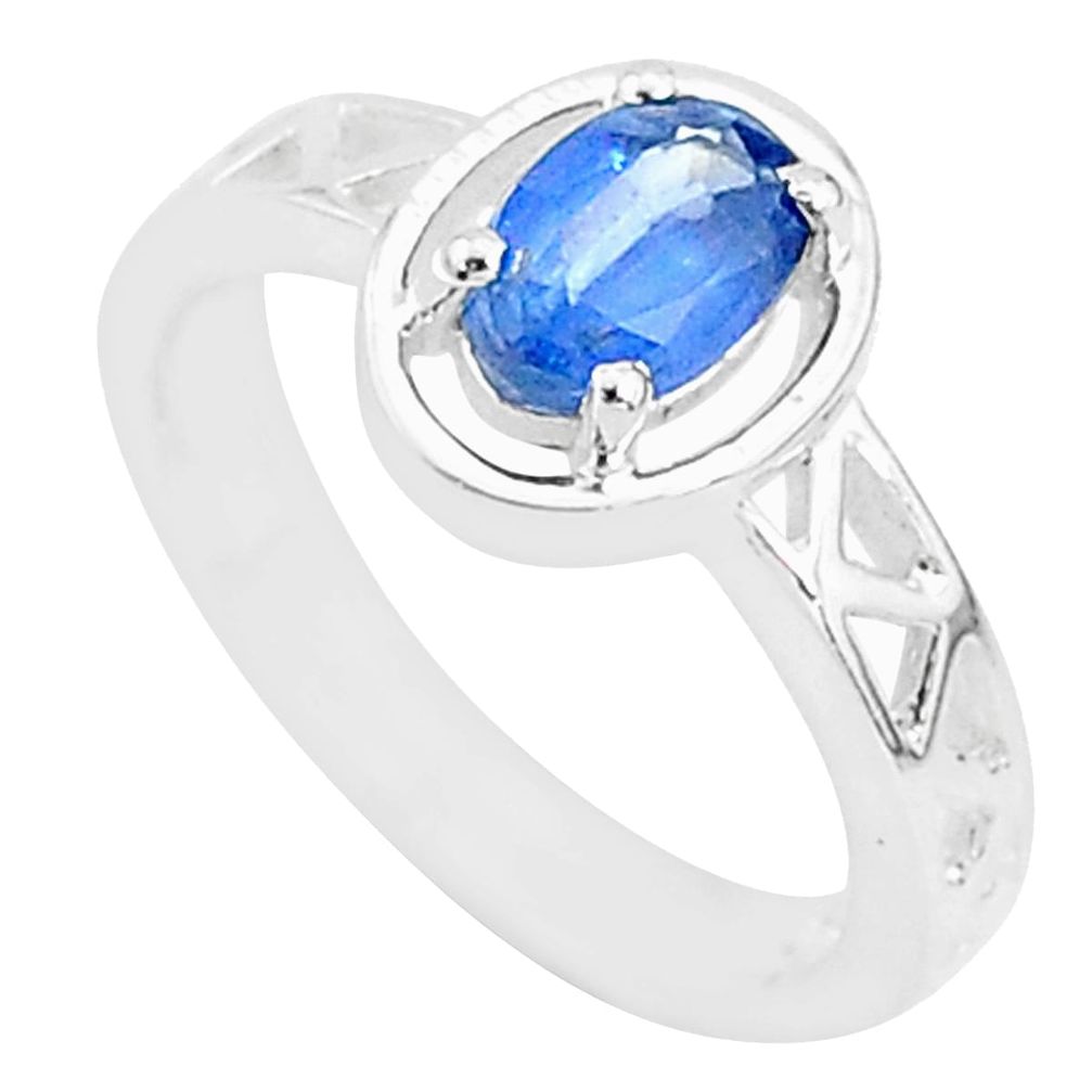 1.44cts natural blue sapphire 925 sterling silver solitaire ring size 6 t5164