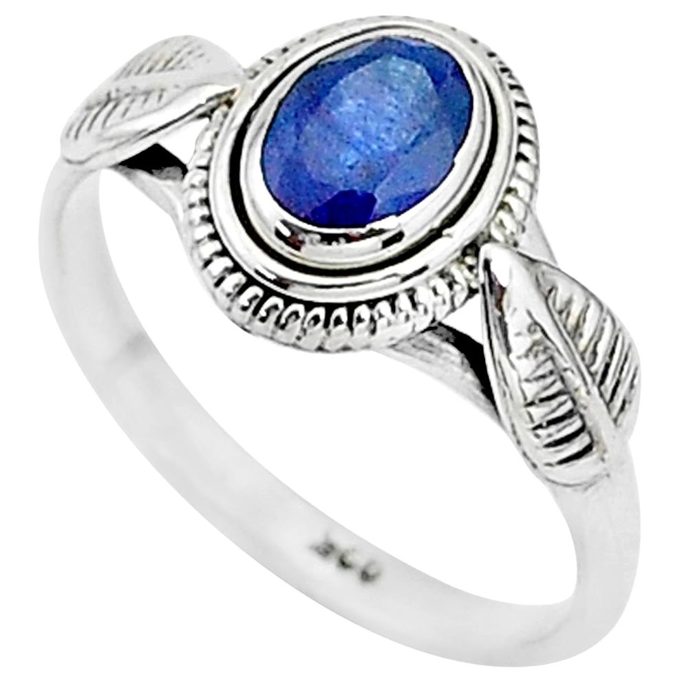 1.53cts natural blue sapphire 925 sterling silver solitaire ring size 8 t5504