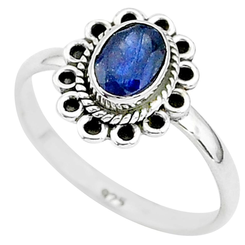 1.45cts natural blue sapphire 925 sterling silver solitaire ring size 8 t5507