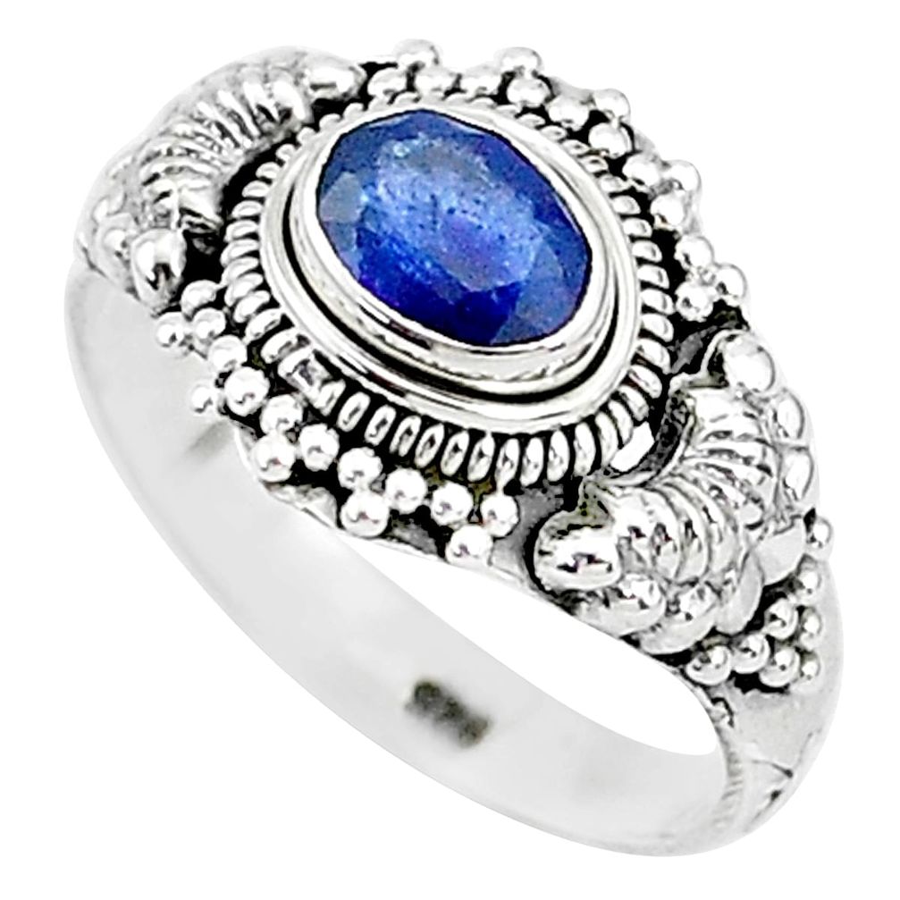 1.39cts natural blue sapphire 925 sterling silver solitaire ring size 8 t5513