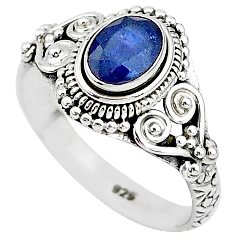 1.48cts natural blue sapphire 925 sterling silver solitaire ring size 8 t5516