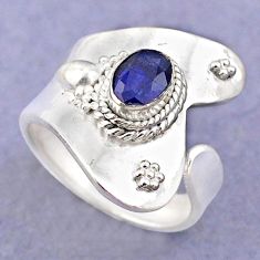 1.53cts natural blue sapphire oval 925 silver adjustable ring size 7.5 t88240