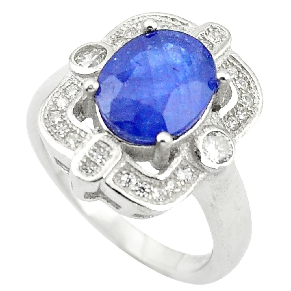 5.09cts natural blue sapphire topaz 925 sterling silver ring size 5.5 c17908