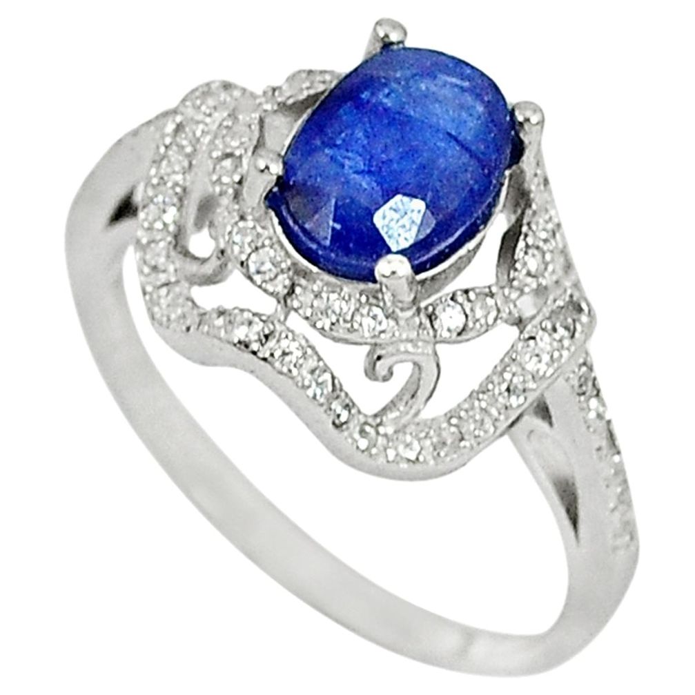 Natural blue sapphire topaz 925 sterling silver ring jewelry size 8 c17993