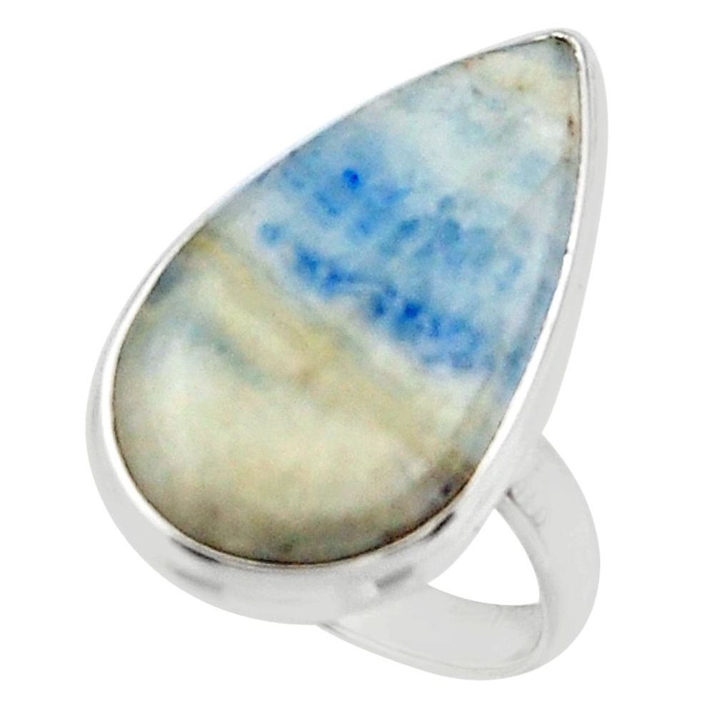 17.65cts natural blue scheelite (lapis lace onyx) 925 silver ring size 8 r46670