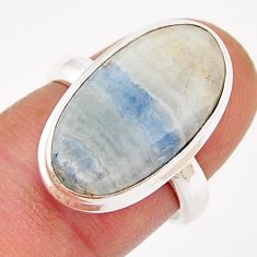11.52cts natural blue scheelite (lapis lace onyx) oval silver ring size 7 y25420