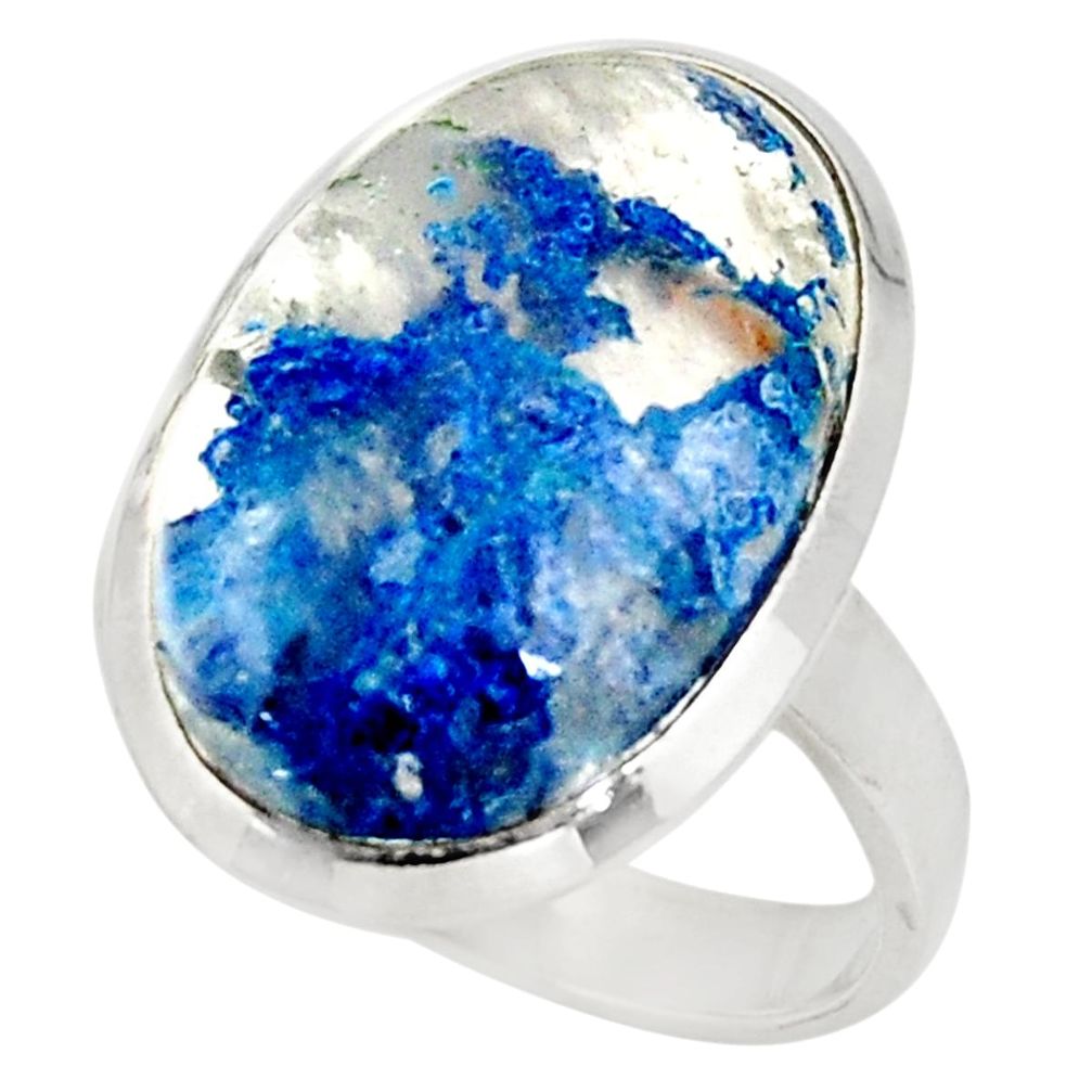  blue shattuckite 925 silver solitaire ring size 8 d39070