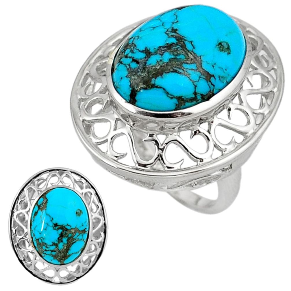 Natural blue shattuckite oval 925 sterling silver ring jewelry size 9 c22348