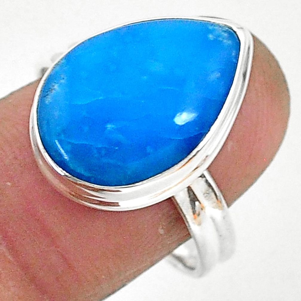 10.32cts natural blue smithsonite 925 silver solitaire ring size 8.5 r95525