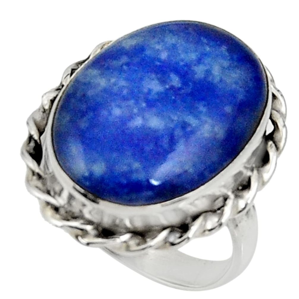 14.70cts natural blue sodalite 925 silver solitaire ring jewelry size 8 r28256