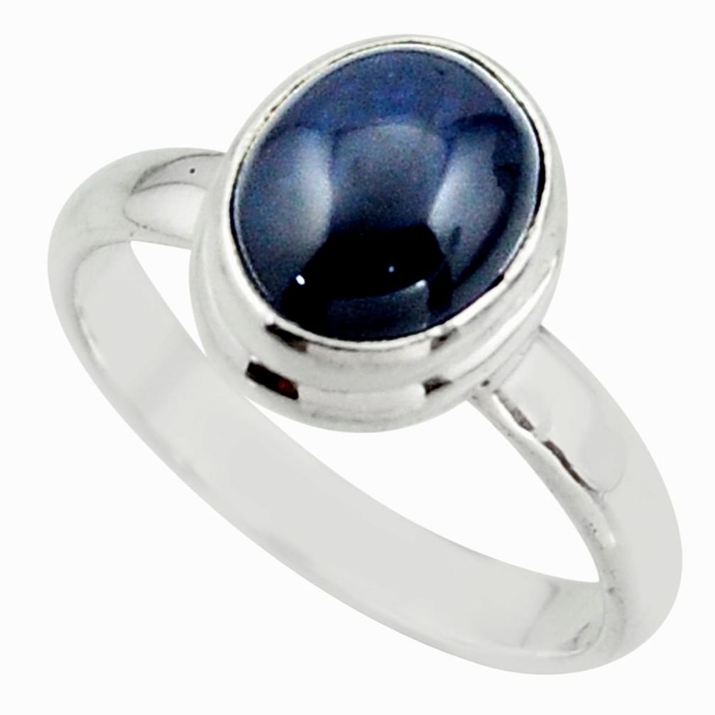 4.07cts natural blue star sapphire 925 silver solitaire ring size 7.5 r41748