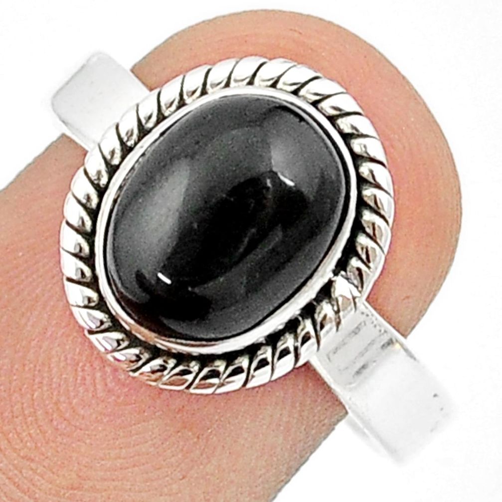 4.29cts natural black star sapphire 925 sterling silver ring size 9 u29836