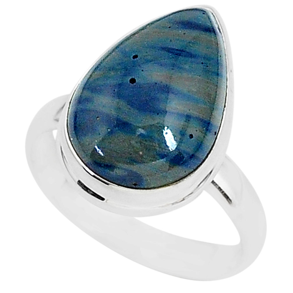 10.05cts natural blue swedish slag 925 silver solitaire ring size 8.5 r95575