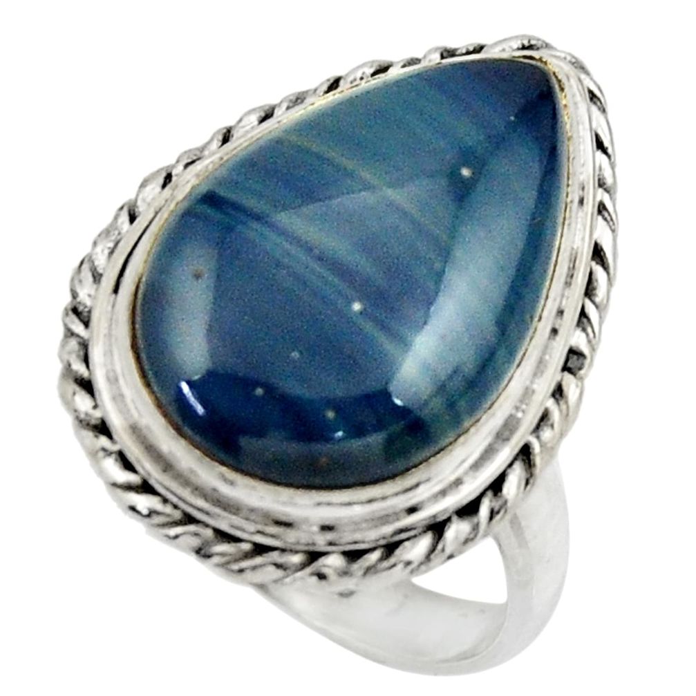 10.87cts natural blue swedish slag 925 silver solitaire ring size 7 r28599