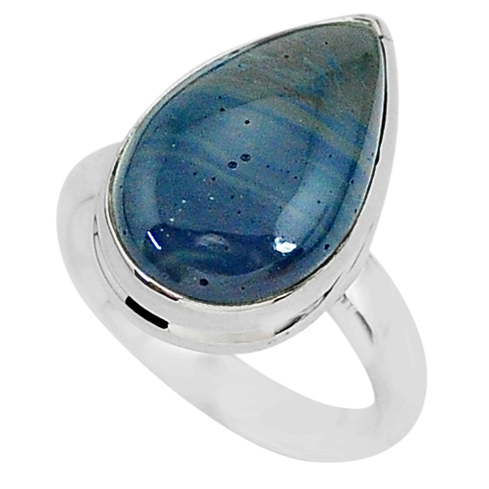 7.92cts natural blue swedish slag 925 silver solitaire ring size 7 r95561