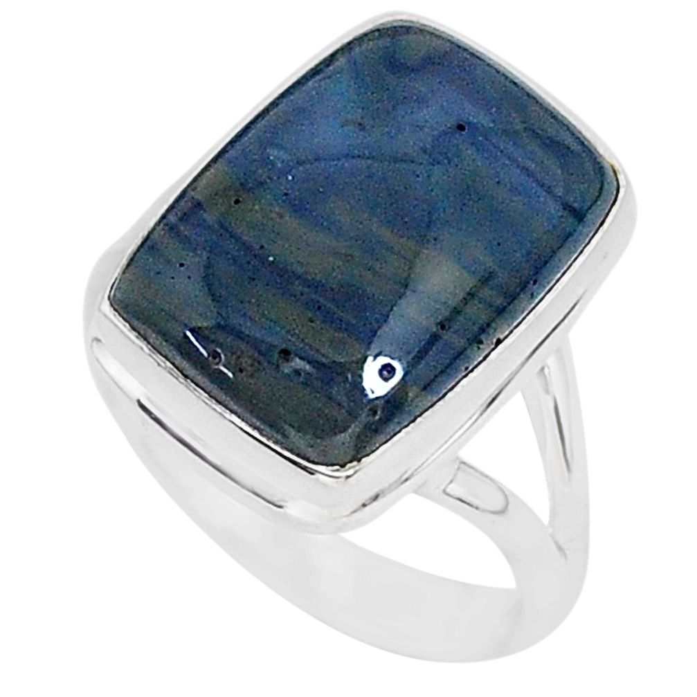 9.25cts natural blue swedish slag 925 silver solitaire ring size 7 r95568