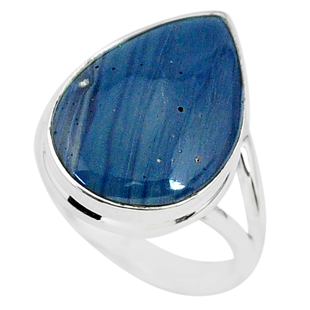 11.71cts natural blue swedish slag 925 silver solitaire ring size 7 r95571