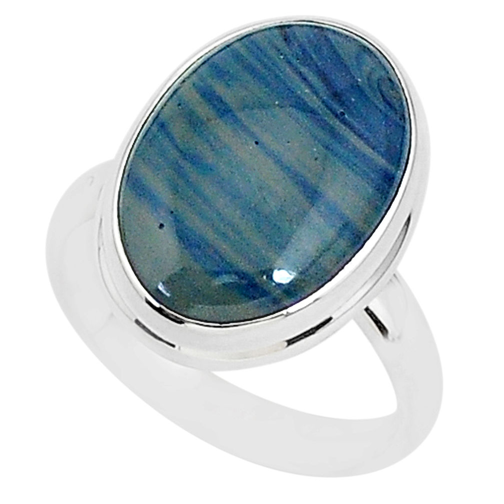 7.50cts natural blue swedish slag 925 silver solitaire ring size 7 r95572