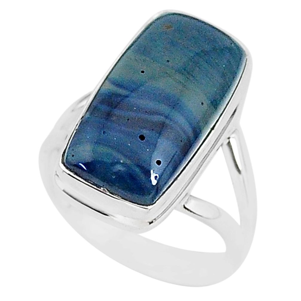 8.35cts natural blue swedish slag 925 silver solitaire ring size 7 r95577