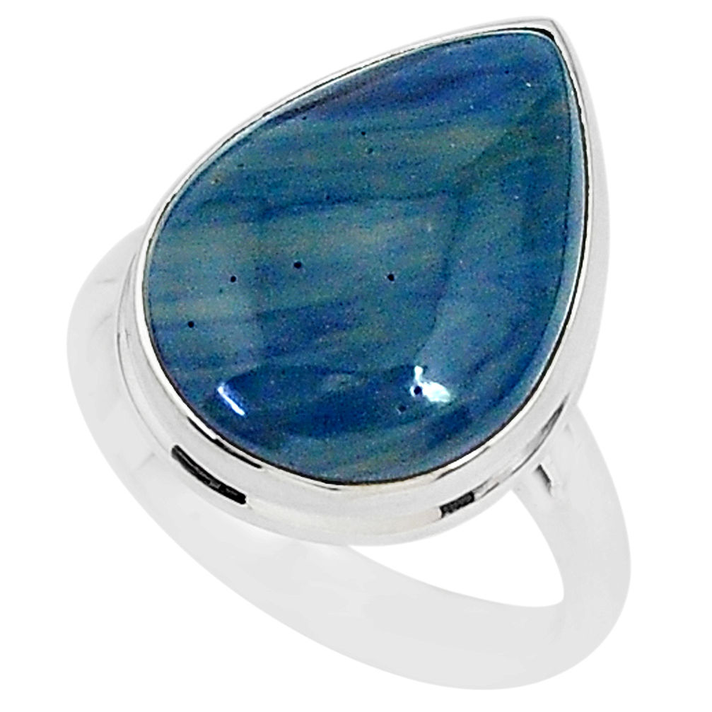 9.99cts natural blue swedish slag 925 silver solitaire ring size 8 r95574