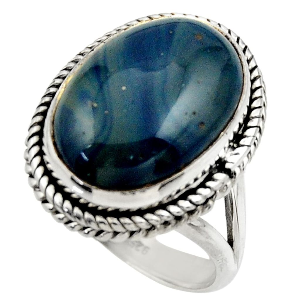 12.61cts natural blue swedish slag 925 silver solitaire ring size 9 r28540